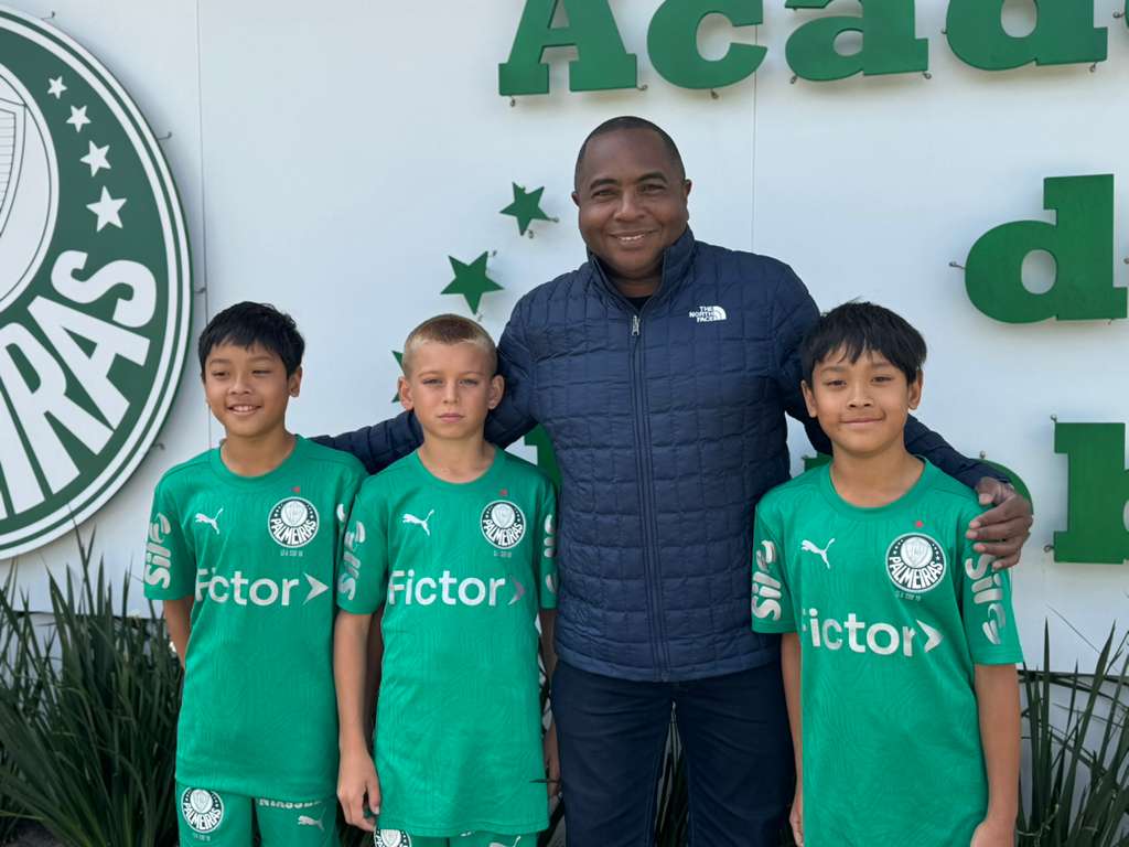 3 players training at SE Palmeiras in Brazil